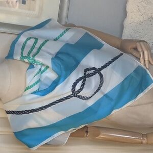Vintage 80s Carola Leonardi Naurical Scarf Blue White Rope Cruisewear Italy 30"